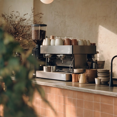 Cafe espresso counter